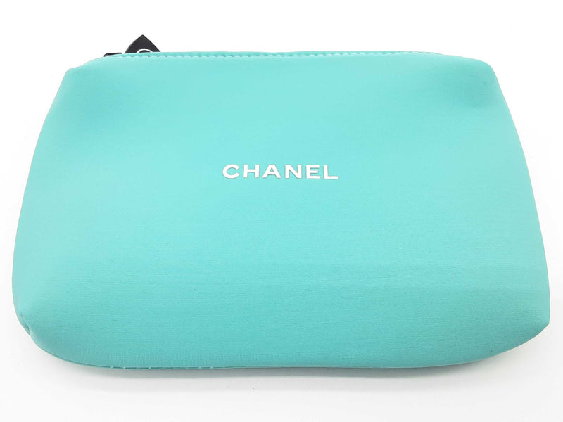 Chanel Vip Tiffany Teal Blue Neoprene Cosmetic Bag Do0225oxde