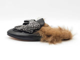 Gucci Princetown Crystal Bow Mules In Leather & Shearling Size 9 Fw0926lzxdu