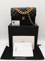 Chanel Large Double You Flap Bag In Diamond-quilted Black Leather Fw0626lixzdu