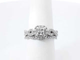 1.12 Cttw Diamond & 14k White Gold Princess-cut Halo Bridal Set 7.5 Grams Size 6.5 Fw0726crxdu