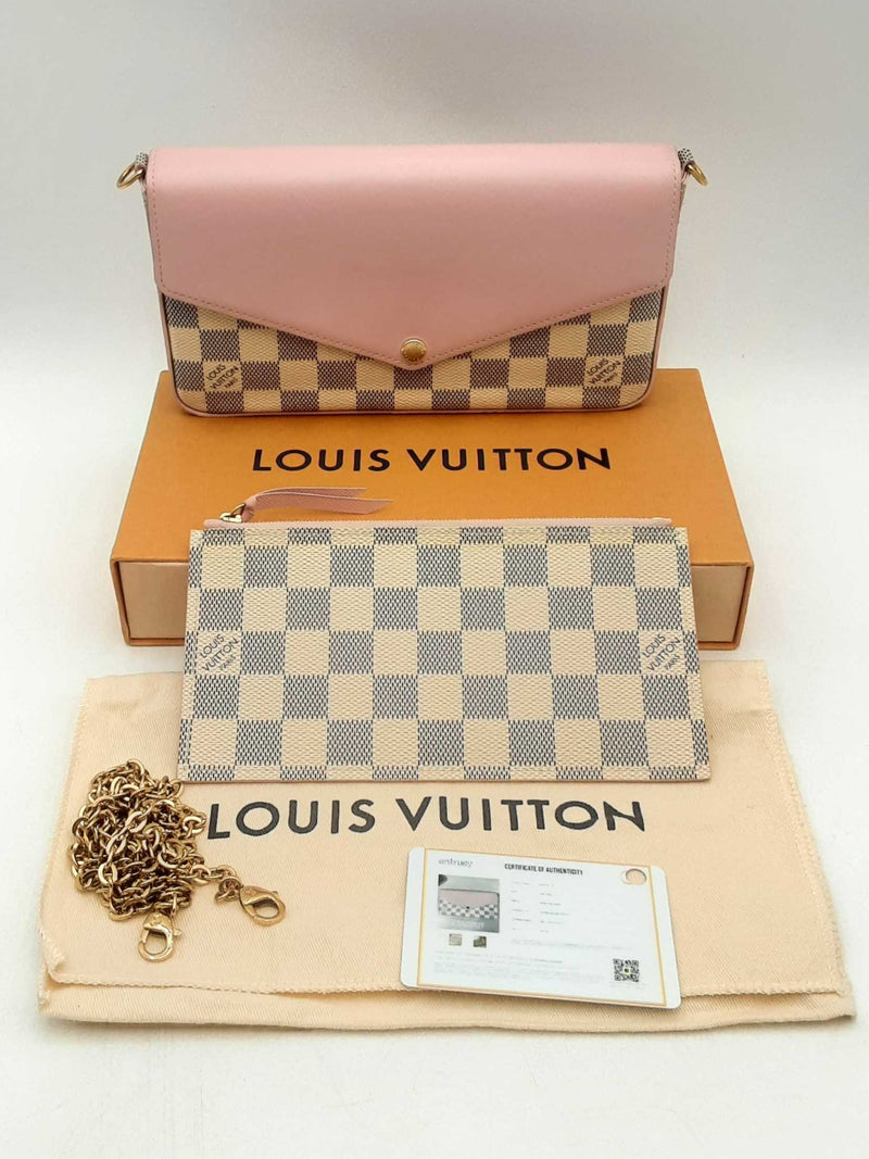 Louis Vuitton Damier Azur Pochette Felicie Rose Pink Eb0425lxxpsa