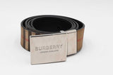 Burberry Check & Black Leather Reversible Belt With Silver Tone Buckle Eb1225irdu
