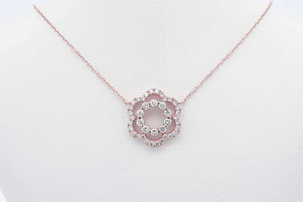 Approx. 0.38ctw Diamond Flower Neckalce 10k Rose Gold 1.71g 17 Inch Eb1224wxzsa