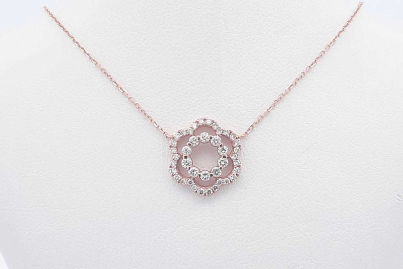 Approx. 0.38ctw Diamond Flower Neckalce 10k Rose Gold 1.71g 17 Inch Eb1224wxzsa