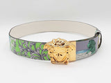 Versace Reversible Barocco & White Leather Belt & Medusa Buckle Fw1125lzxdu