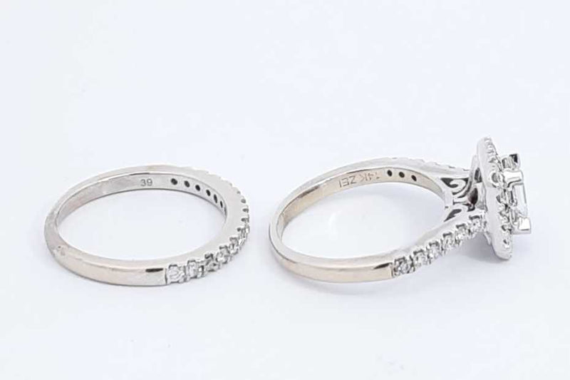 Approx. 1.58ctw Diamond Wedding Set In 14k White Gold 6.4g Size 5.5 Eb1224loxzdu