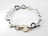 Tiffany & Co. Two-tone Heart Link Bracelet In Sterling Silver & 18k Yellow Gold 34.8 Grams 7.5 Inch Fw0726lrzdu