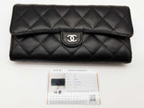 Chanel Timeless Classic Black Quilted Caviar Leather Long Wallet Do0825lrxde