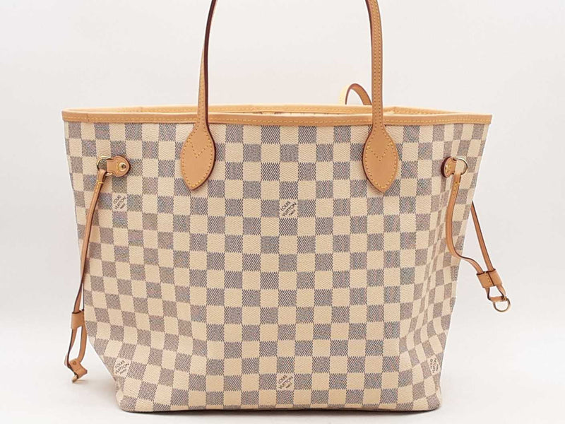 Louis Vuitton Neverfull Mm Damier Azur Handbag With Pochette Aa0625czxsa