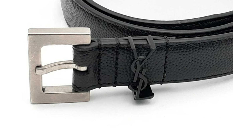 Ysl Centura Cassandre Black Leather Belt With Square Buckle Ebcrsa 144010020063