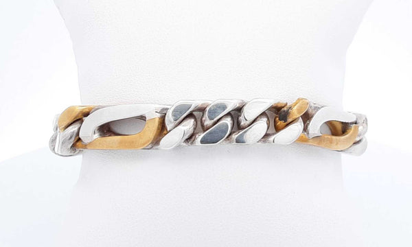 Sterling Silver Figaro Bracelet 7 Inch 63.83 Grams Ebordu 144010023847
