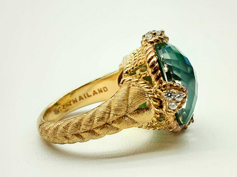 Judith Rippka Gold Plated Silver Green Goddess Ring Size 7 Dolrxde 144020012559