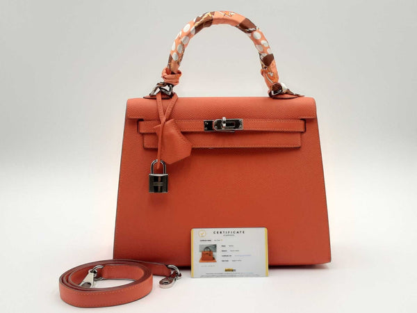Hermes Kelly 25cm Orange Epsom Palladium Shoulder Bag Rpozxxzsa 144010022367