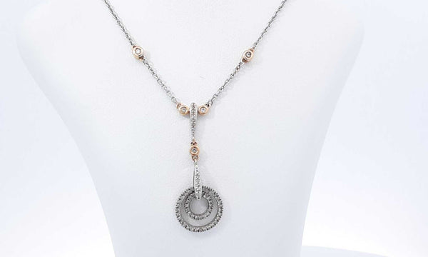 14k White Gold Diamond Circle Pendant Necklace 15 Inch Ebexdu 144030003021
