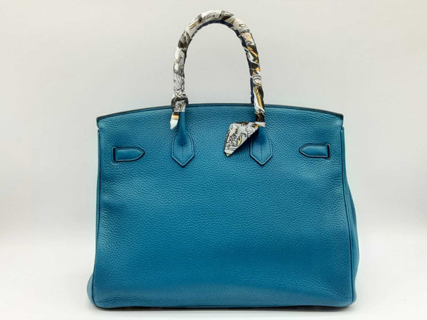 Hermes Birkin 35 Blue Clemence Palladium Hardware Handbag Doszxzde 144030000083
