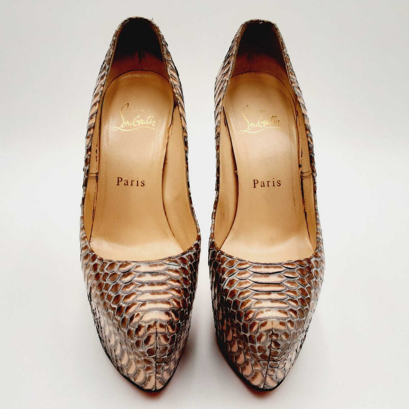 Christian Louboutin Beige Python Leather Daffodile Platform Pumps Size 36  Christian Louboutin