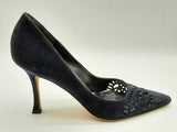 Manolo Blahnik Laser Cut Navy Blue Suede Heels Size Us 9.5 Dolrxde 144020002672