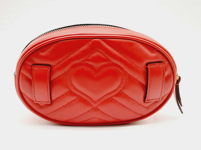 Gucci 476434 GG Red Marmont Oval Quilted Leather Belt Bag (ROX) 144010001281 DO/DE