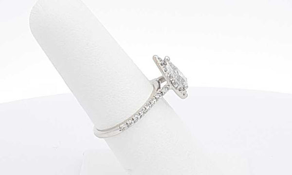 14k White Gold Pear Shape Halo Diamond Engagement Ring Size 6.5 144030000483
