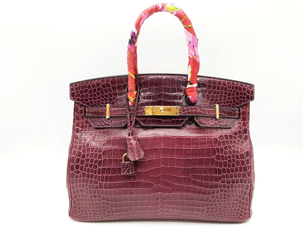 Hermes Birkin 35cm Shiny Violet Porosus Crocodile Gold Hardware Handbag Dowlxzxde 144010017961