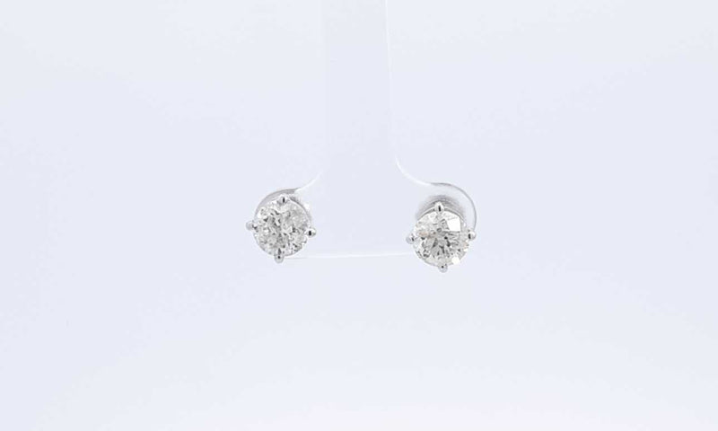 14k White Gold Double Stud Diamond Screwback Earrings Ebsrxdu 144030005133