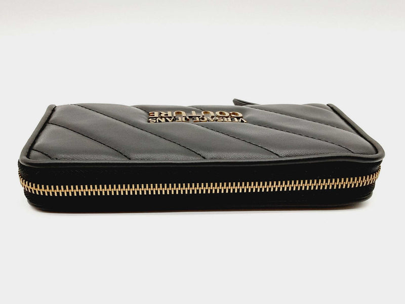 Versace Jeans Couture Logo Black Leather Zippy Wallet Dolcrde 144010010607