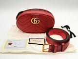 Gucci 476434 GG Red Marmont Oval Quilted Leather Belt Bag Size 85/34 (ROX) 144010001282 DO/DE