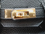 Hermes Birkin 25CM Black Noir Taurillion Clemence With Gold Hardware (OWXZX) 144020005231 DO/DE
