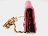 Gucci Pink Raspberry Velvet Matelasse Love Mini Pearl Embroidered GG Marmont Mini Crossbody Bag (OXZ) 144010021677 DO/DE