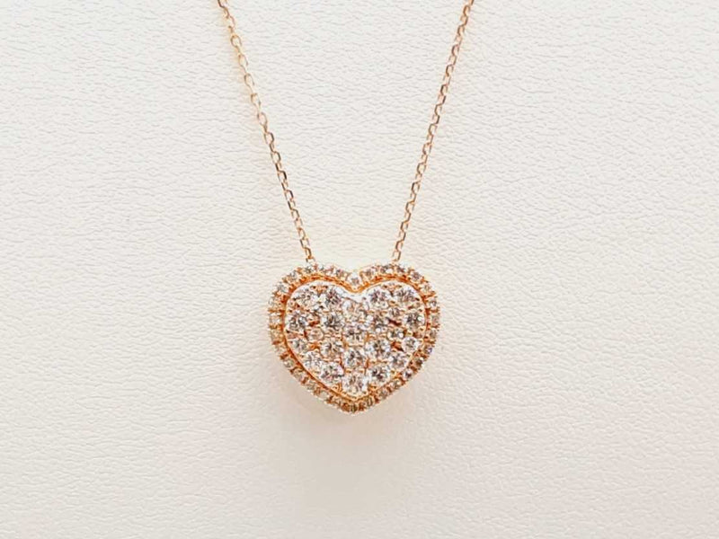 18K Rose Gold 0.99 CTW Diamonds 3.6G Heart Pendant Chain 18 IN (EXZ) 144020000625 DO/DE