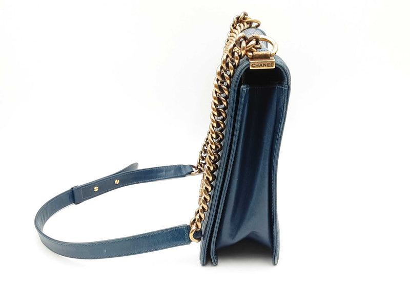 Chanel Large Blue Leather Boy Bag Crossbody (WWXZ) 144010020124 DO 