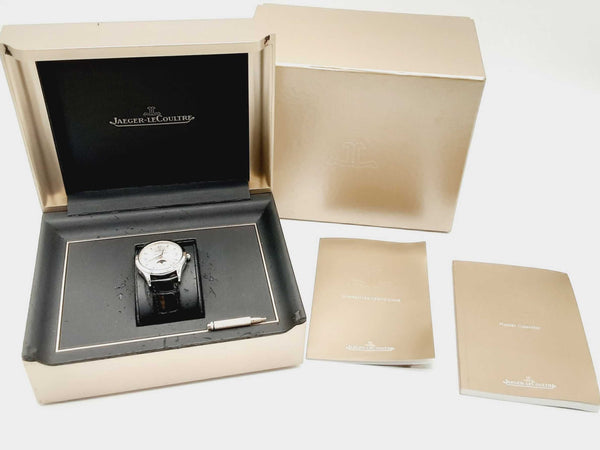 Jaeger-LeCoultre 176.8.12.S 39MM Master Control With Moon-Phase Indicator Stainless Steel Black Leather Band Watch (RXZX) 144020003331 DO/DE