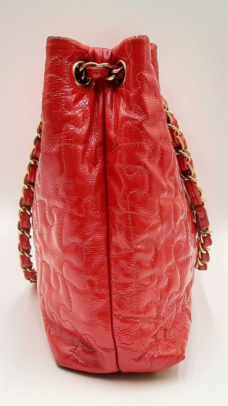 Chanel Red Crackled Patent Calfskin Puzzle Tote Bag Eblxrzdu 144030003079