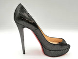 Christian Louboutin Black Suede Peep Toe Heels Size Eu40.5/ Us10.5 144020002321