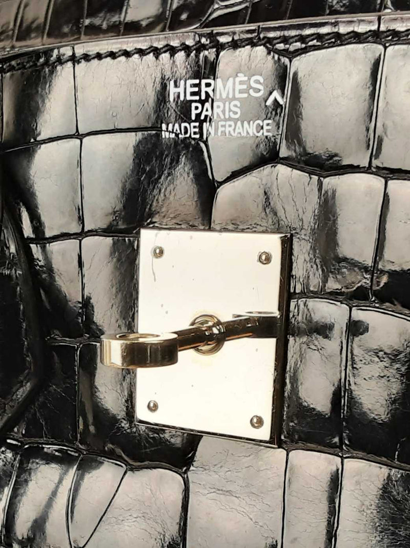 Hermes Black Porosus Crocodile Birkin With Palladium Hardware 35CM (WWZXX) 144010014033 RP/SA