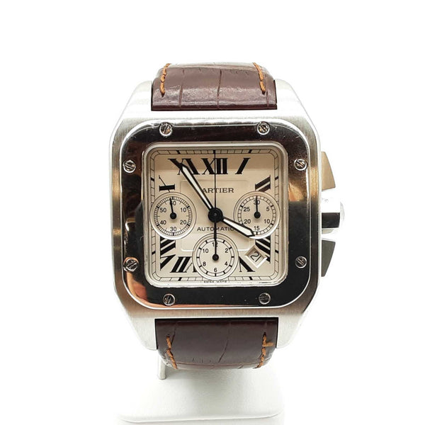 Cartier Santos 100 Santos 18K White Gold & Leather Watch 48MM LHIXZXDE 144010008455