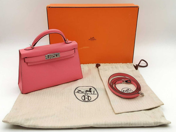 Hermes Kelly Mini 20cm Pink Epsom Palladium Handbag Doopzxzde 144010020904