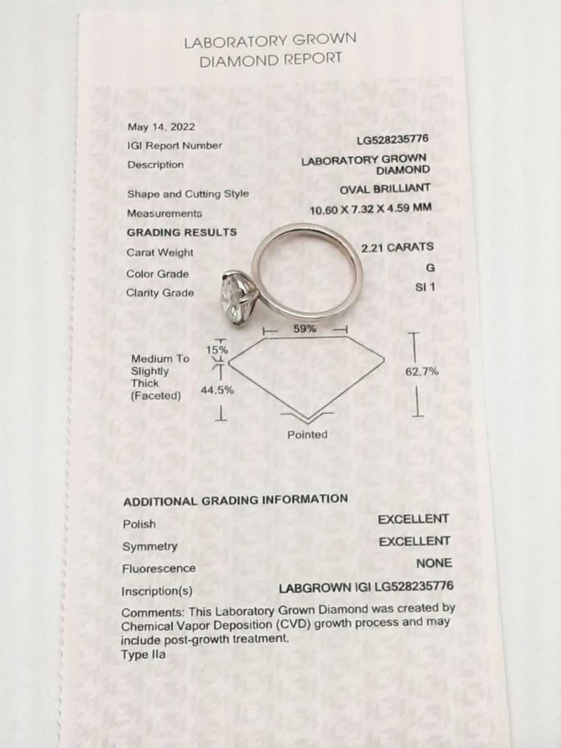 14k White Gold Lab Grown Diamond Solitare Ring Size 6.75 Dosrxde 144020015075