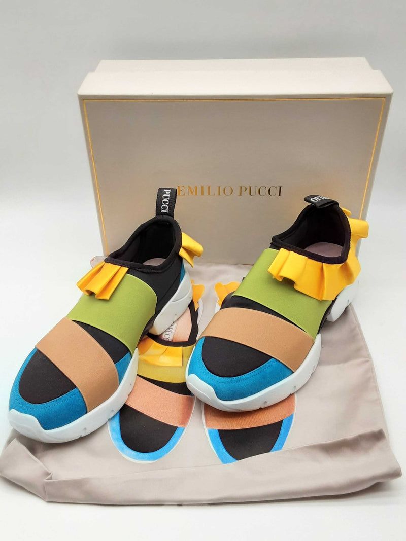 Emilio Pucci Sneakers Blue Green Yellow City Sneaker Shoes Size Eu 39/ Us 9 W Dolrxde 144020000935