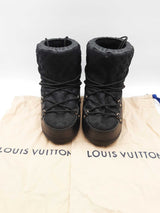 Louis Vuitton Black Leather Monogram Canvas Snow Boots Size Us 8 144010009196