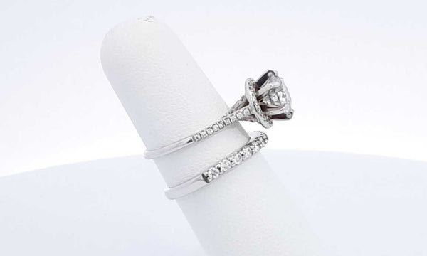 18k White Gold Diamond Engagement Ring & 14k Wedding Band Ebwxzdu 144030000843