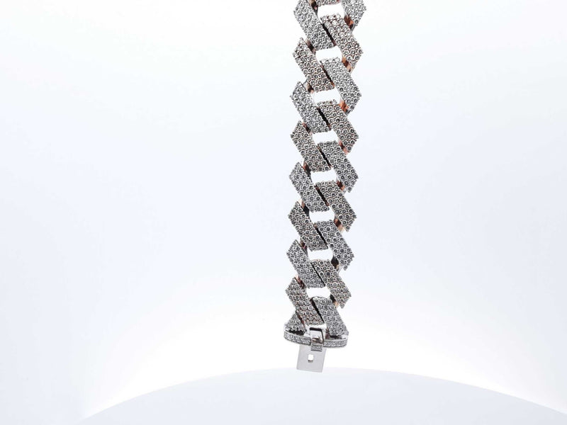 10K Tri Colored Pave Diamond Solid Cuban Link Bracelet 133.6 Grams 9" (SXZX) 144010019656