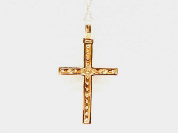 14k Yellow Gold Diamonds Cross Pendant Chain 18 In Doixzde 144020000263