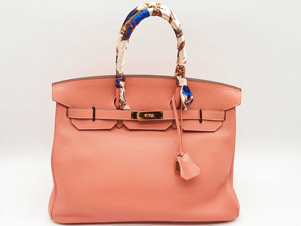 Hermes Birkin 35 Pink Clemence Gold Hardware Handbag Dosorxde 144020000996