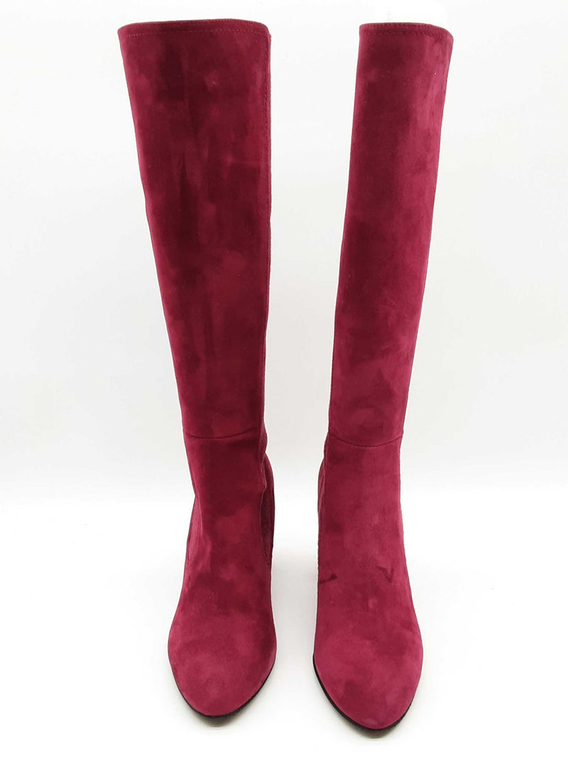 Stuart Weizman Livia 80 Cranberry Red Suede Boots Size 5 Dolxzde 144020004351