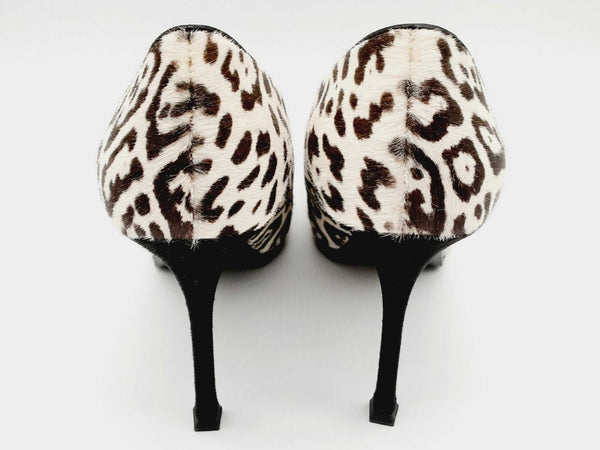 Yves Saint Laurent YSL Black And White Calf Hair Leopard Print Pump Heels Size EU 39.5/ US 9.5 DOLXZDE 144020002675
