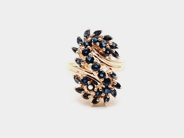 10K Yellow Gold 2.10 CTW Sapphire-Colored Stones 6.2G Large Cluster Ring Size 6 (OXZ) 144020007002 DO/DE
