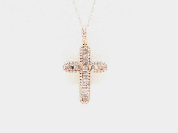 14k Rose Gold Diamond Cross Pendant Chain 18 In Dolxzxde 144020000260
