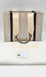 Chloe Large Woody Linen Canvas Tote Bag Ebpxzdu 144030006585
