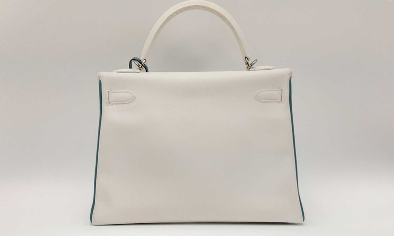 Hermes White Kelly 35 Handbag (ERZX) 144030000824 KS/DU